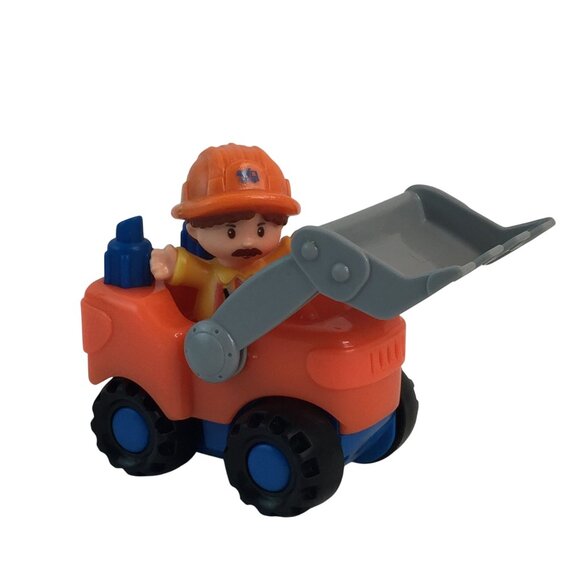 Fisher Price Little People Construction Worker w/Orange Bulldozer Vehicle - Picture 1 of 9